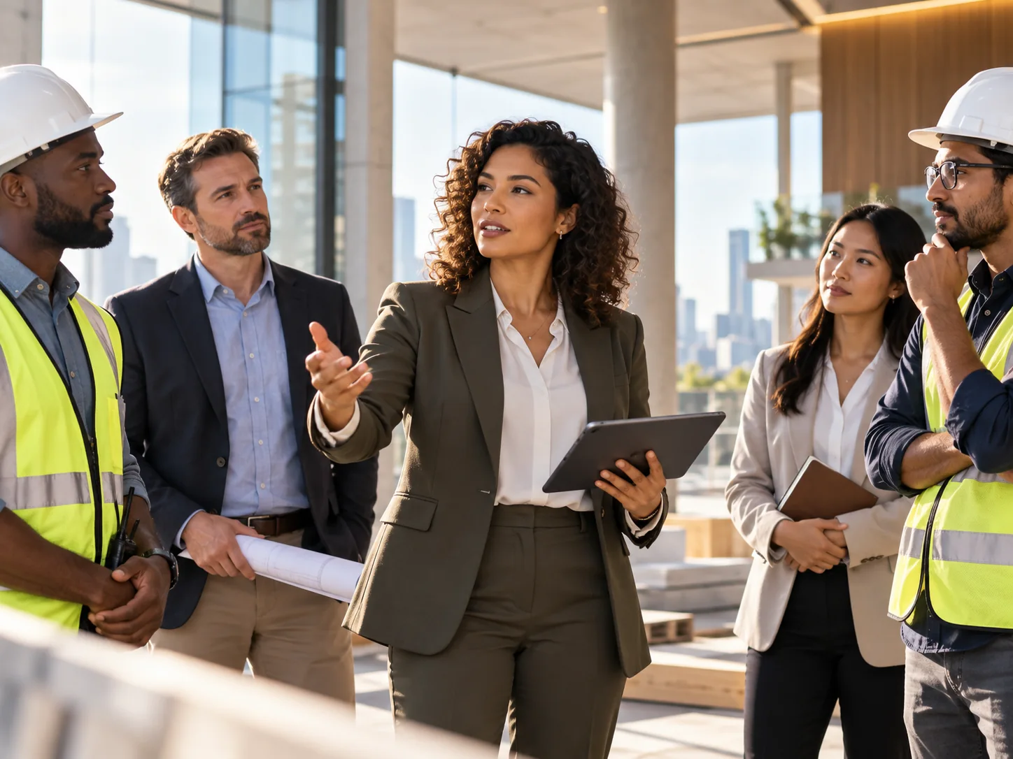 Diverse consultants collaborating on-site
